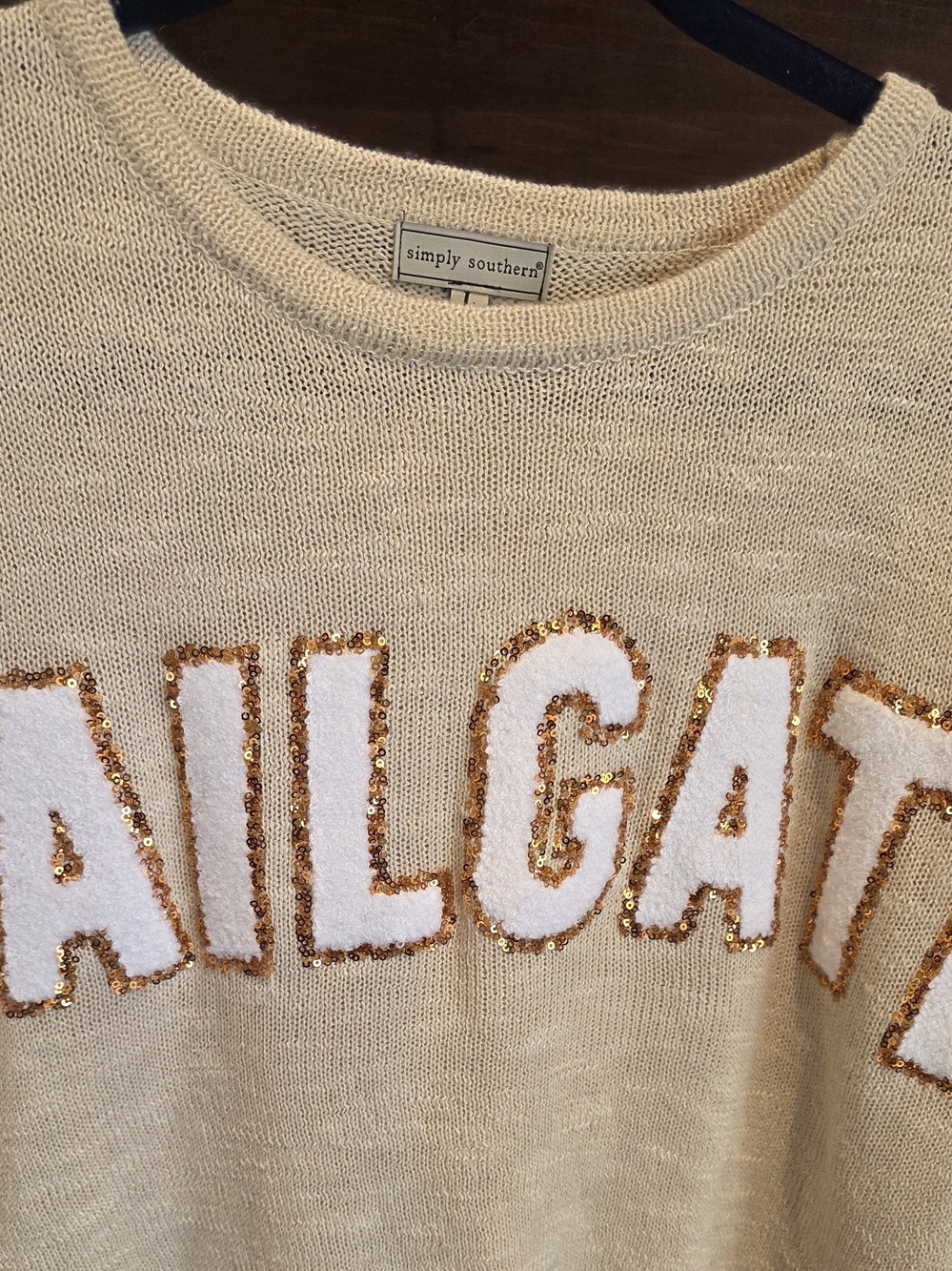 Simply Southern Cream 'TAILGATE' Crewneck Sweater - Picture 3 of 6